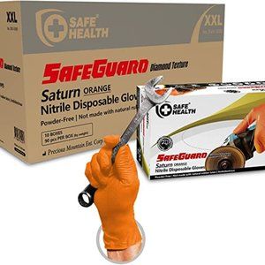 XXL - 900 Nitrile Gloves Industrial Grade 10 boxes - Orange diamond grip auto
